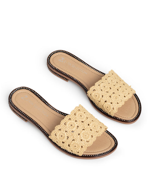 Sandalia Plana Beige Tejida 1065KR